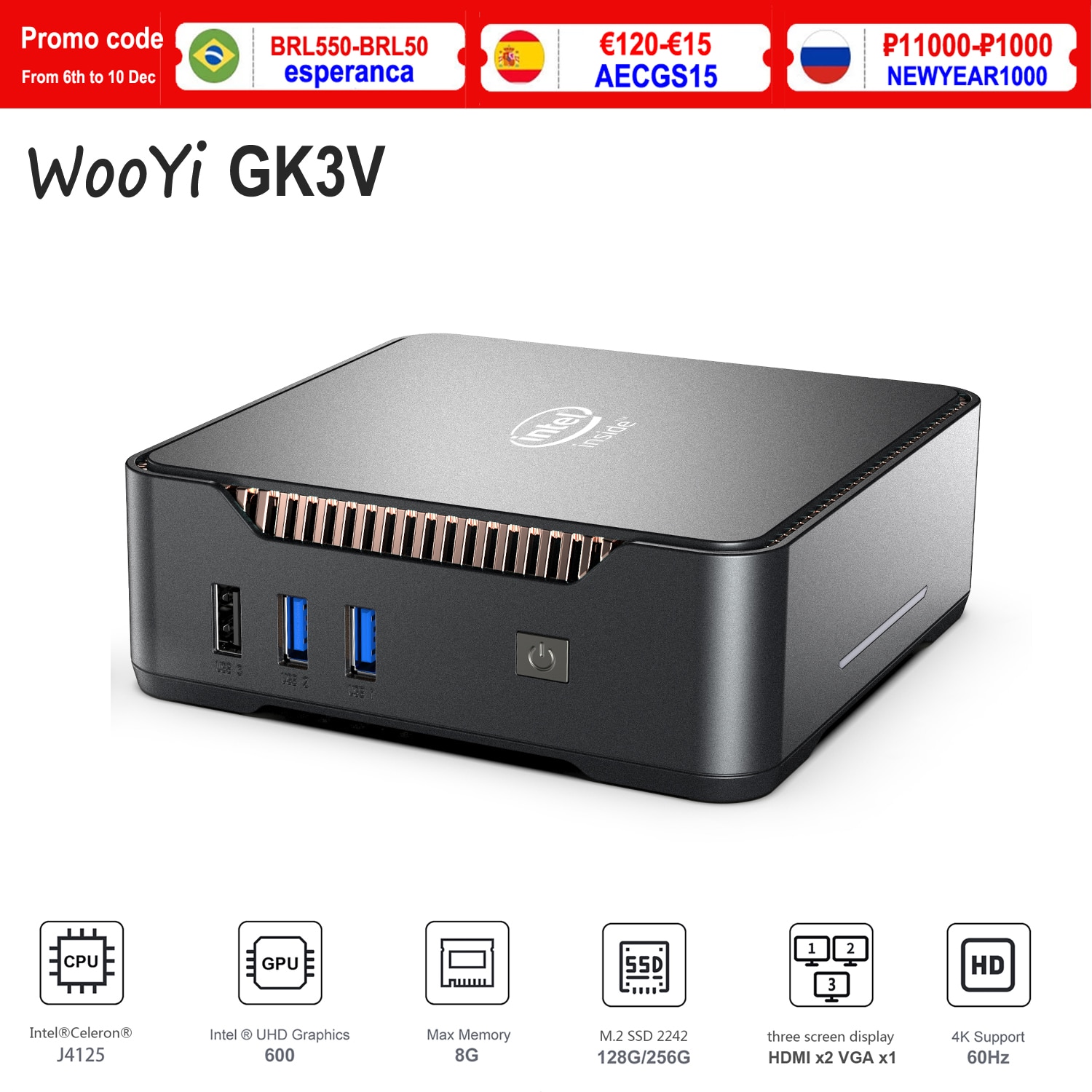 GK3V ̴ PC   J4125 8GB 128GB/256GB Windo..